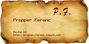 Propper Ferenc névjegykártya